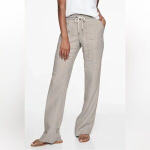 Athleta Women’s 100% linen Bali wide leg pants with drawstring elastic waist.